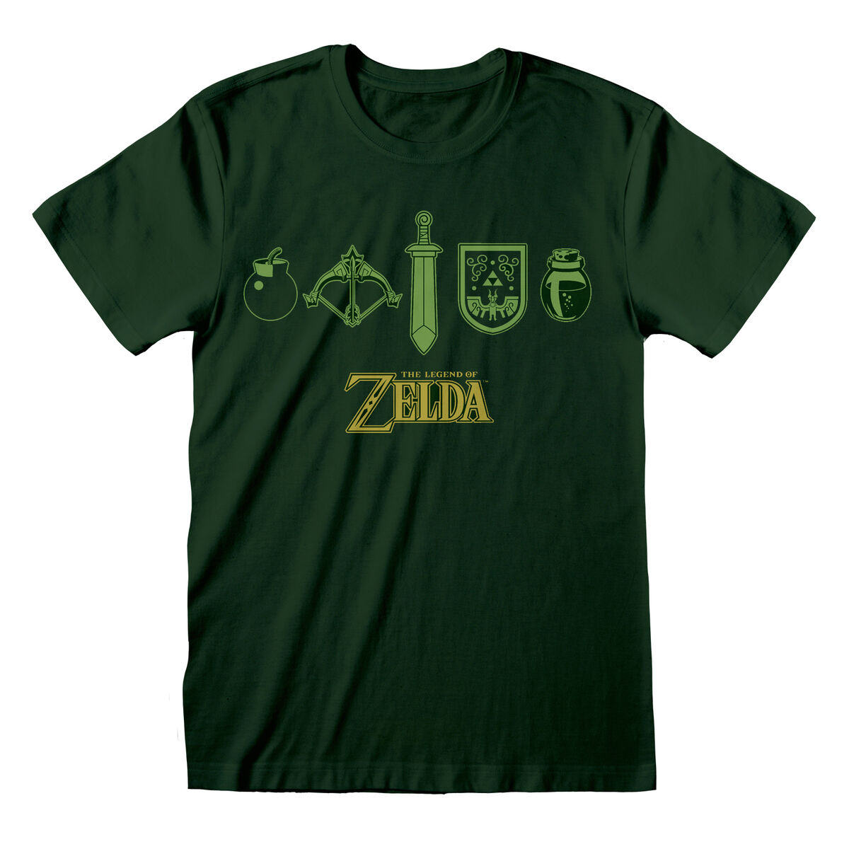 Unisex Short Sleeve T-Shirt The Legend of Zelda Icons Dark green S